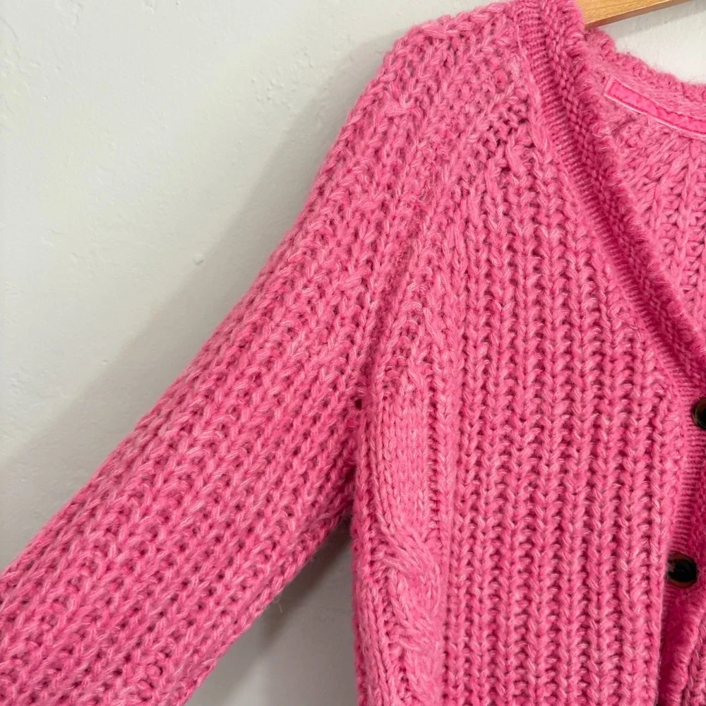 Sundance Knit Cardigan Women Size Small Pink Chunky Long Sleeve - Picture 4 of 11